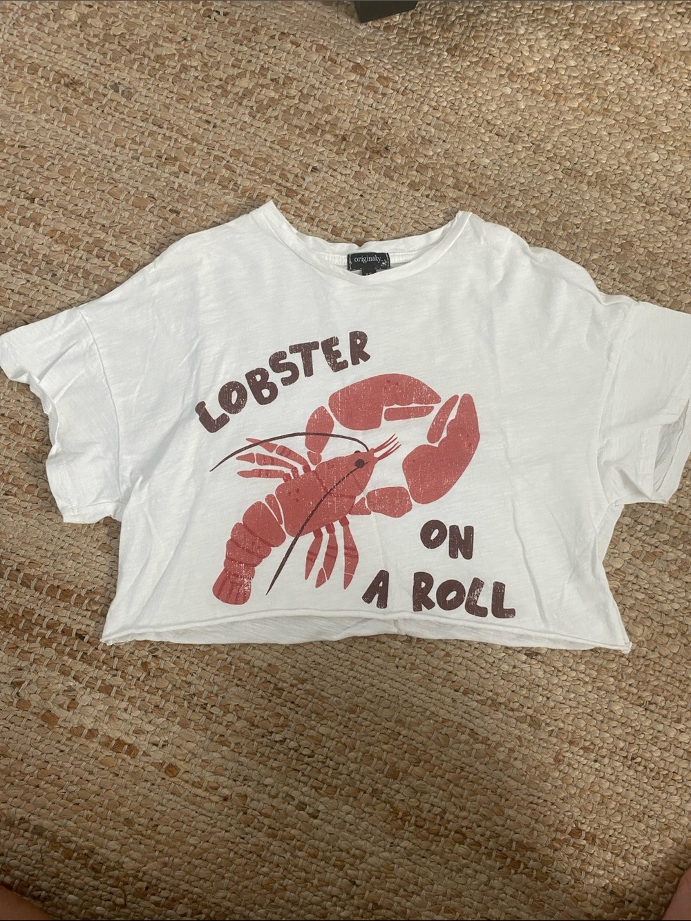 Originals White Crop Tee with Red Lobster Graphic